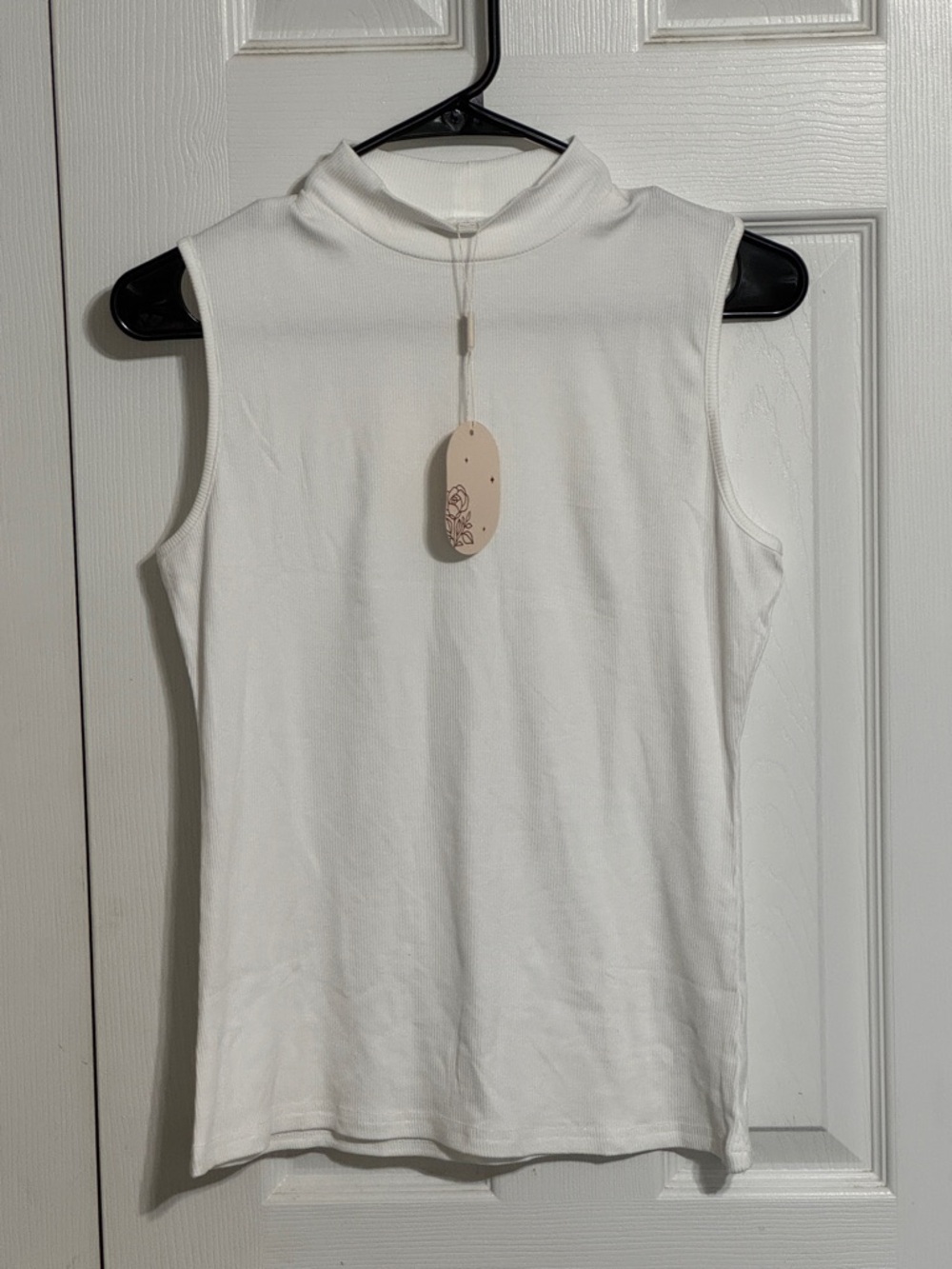 Sleeveless Mock Neck Women's Top - White